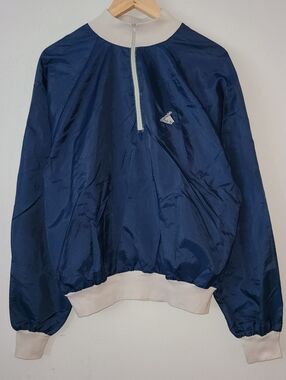 Vintage Cannondale USA Quarter Zip Pullover Long Sleeve Navy Tan Mens L USA